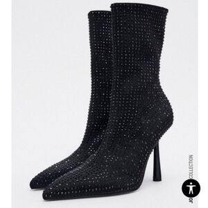 Zara Black Studded Ankle Boots